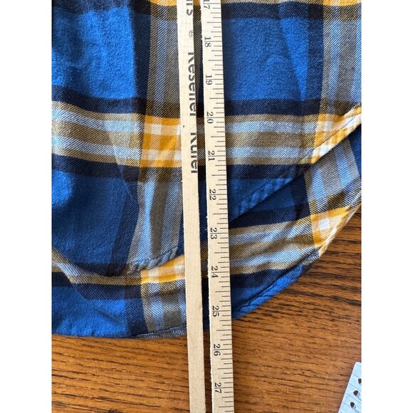 Abercrombie & Fitch Womens Shirt M Blue Yellow Plaid Button-Up Flannel - Picture 5 of 6